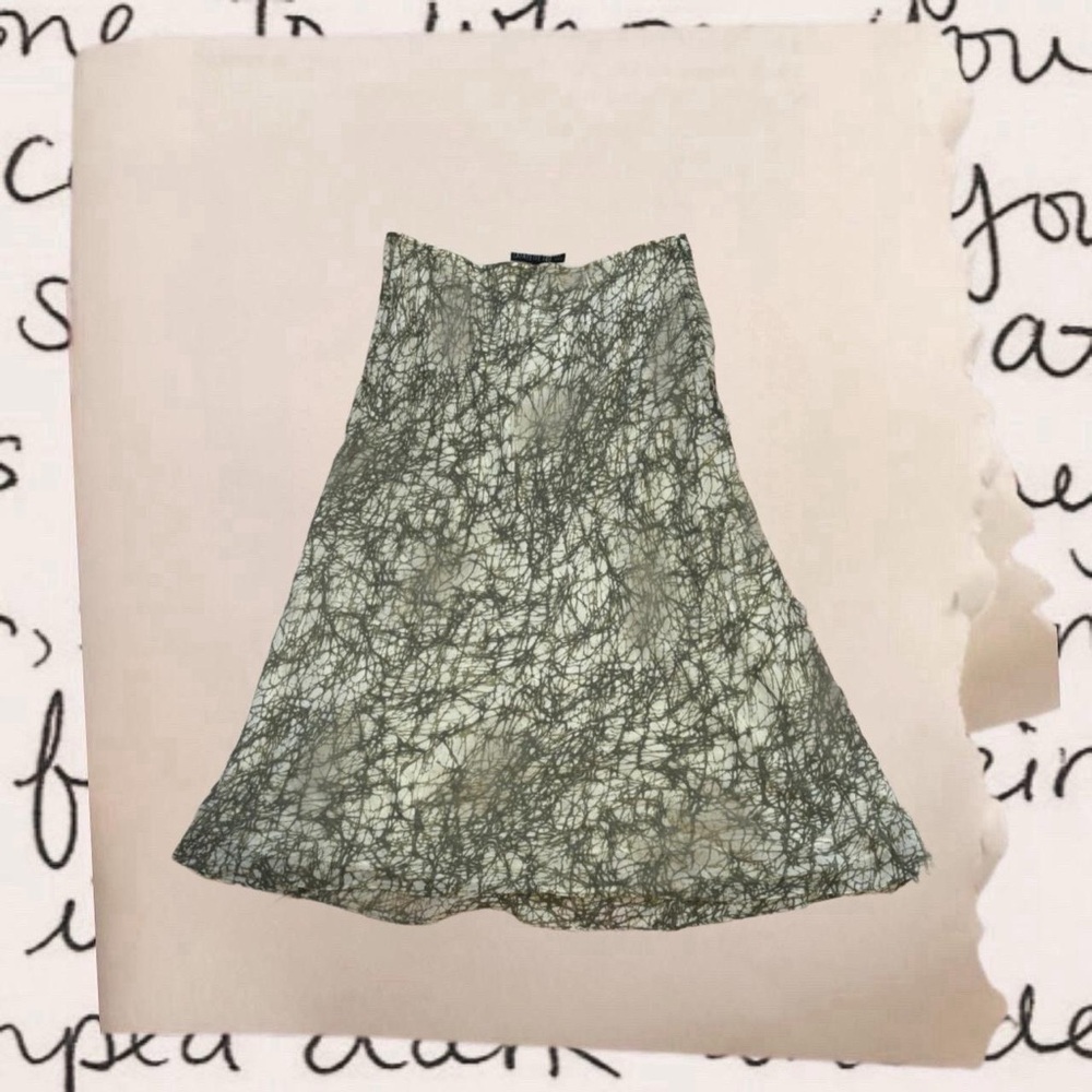 silk midi skirt with abstract twig print